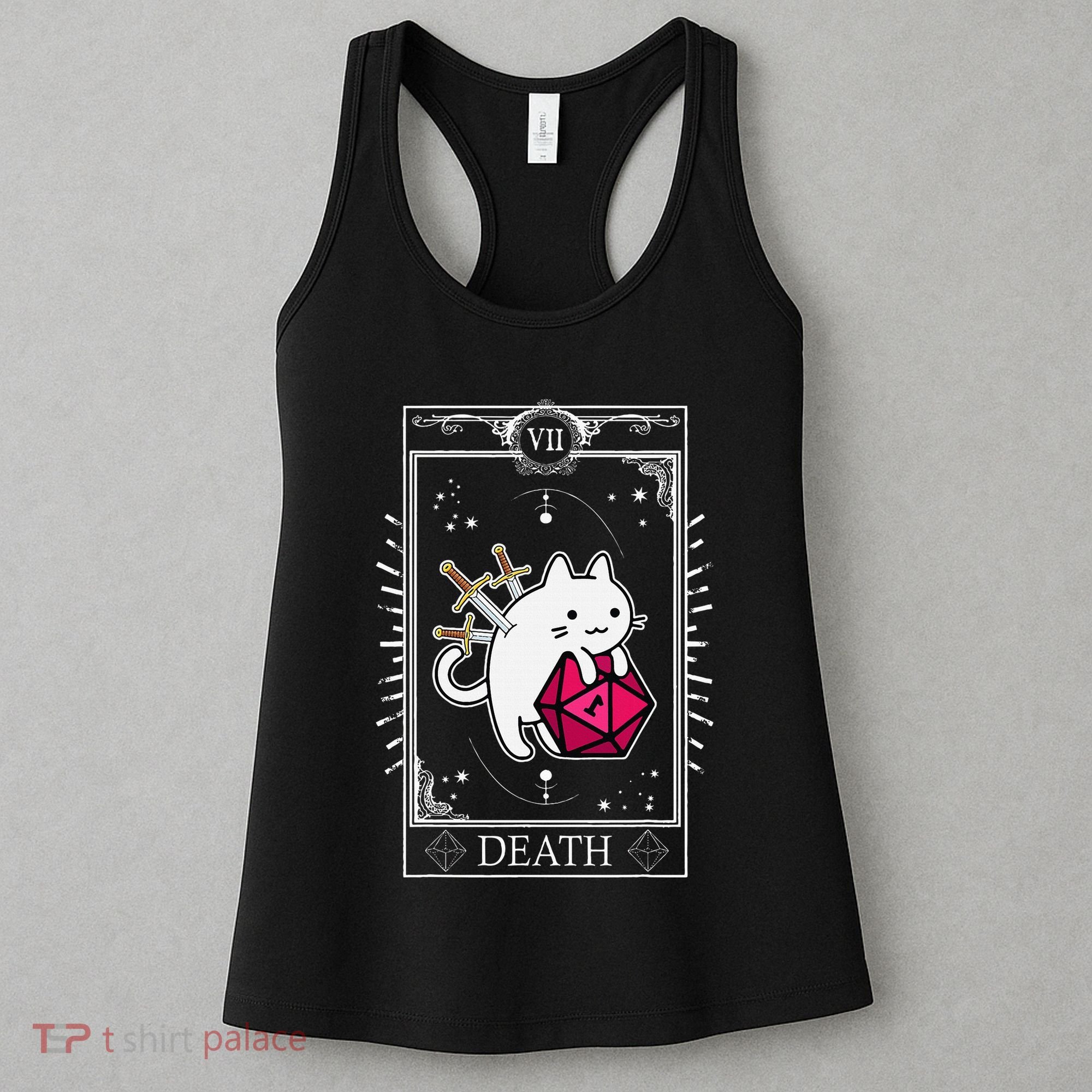 Funny Dungeon Tarot Card Cat Dice D20 Women's Tank Top