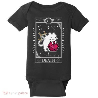 Funny Dungeon Tarot Card Cat Dice D20 Baby Bodysuit