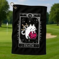 Funny Dungeon Tarot Card Cat Dice D20 Golf Towel thumb 1