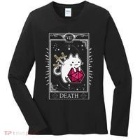 Funny Dungeon Tarot Card Cat Dice D20 Women's Long Sleeve Shirt thumb 0