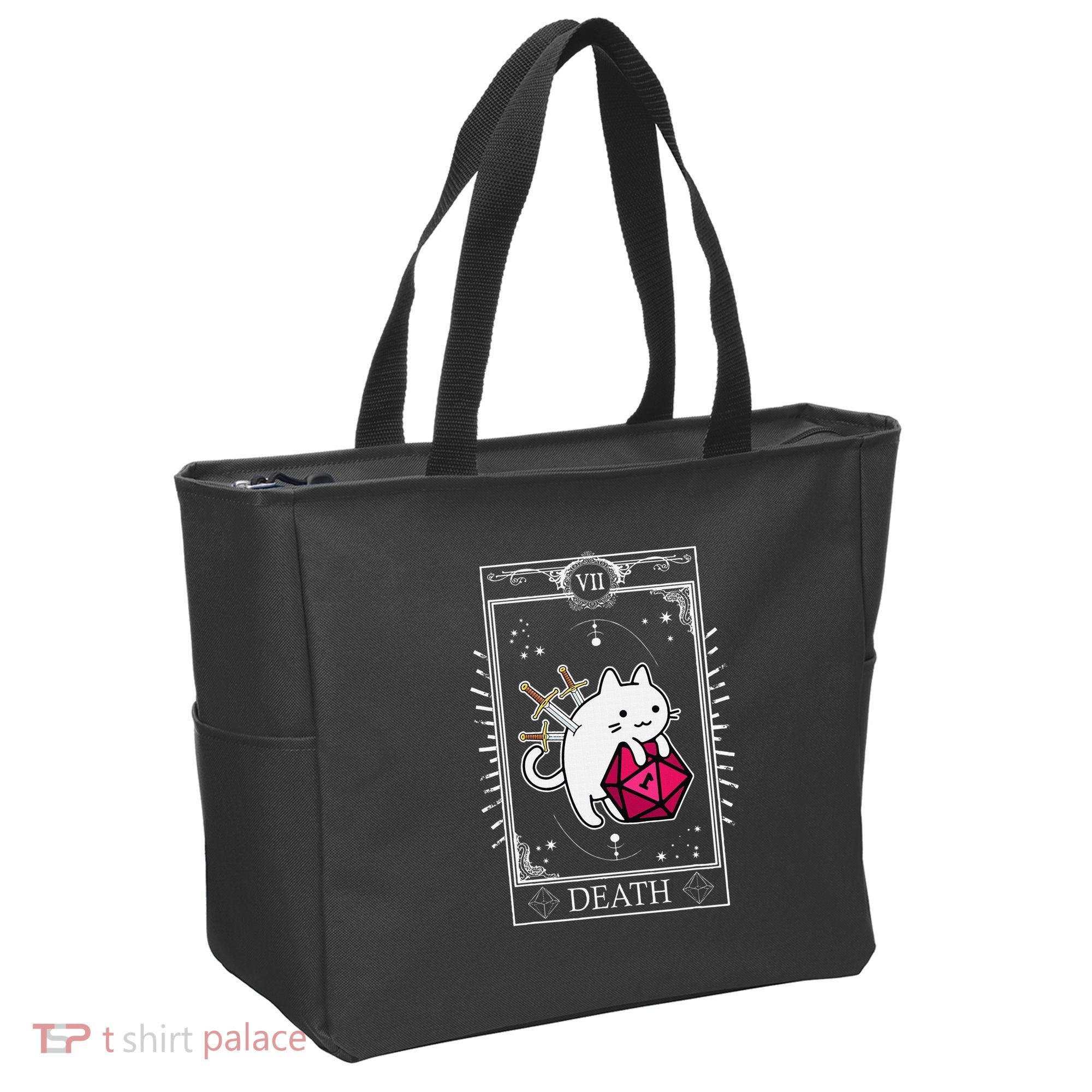 Funny Dungeon Tarot Card Cat Dice D20 Tote Bag