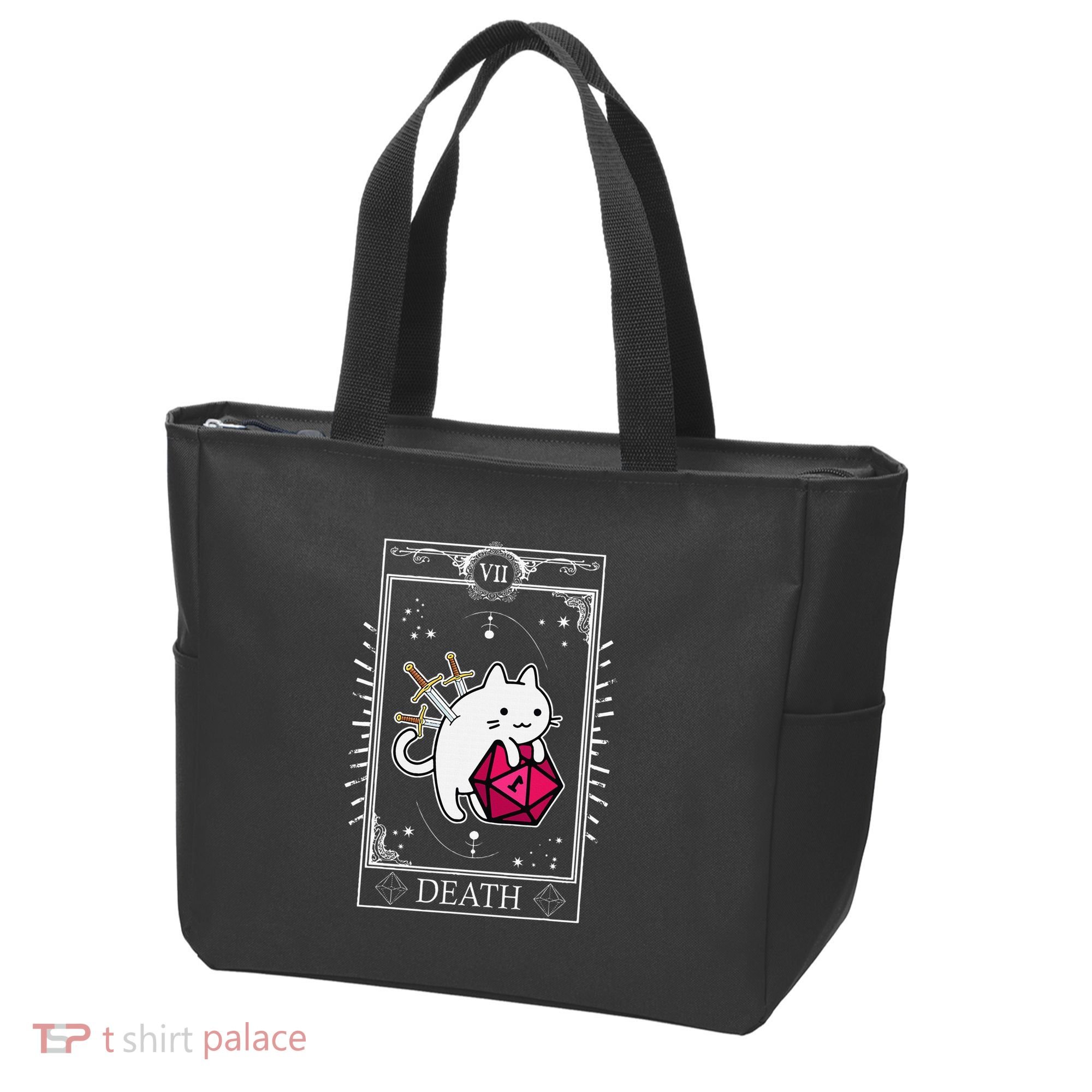 Funny Dungeon Tarot Card Cat Dice D20 Tote Bag