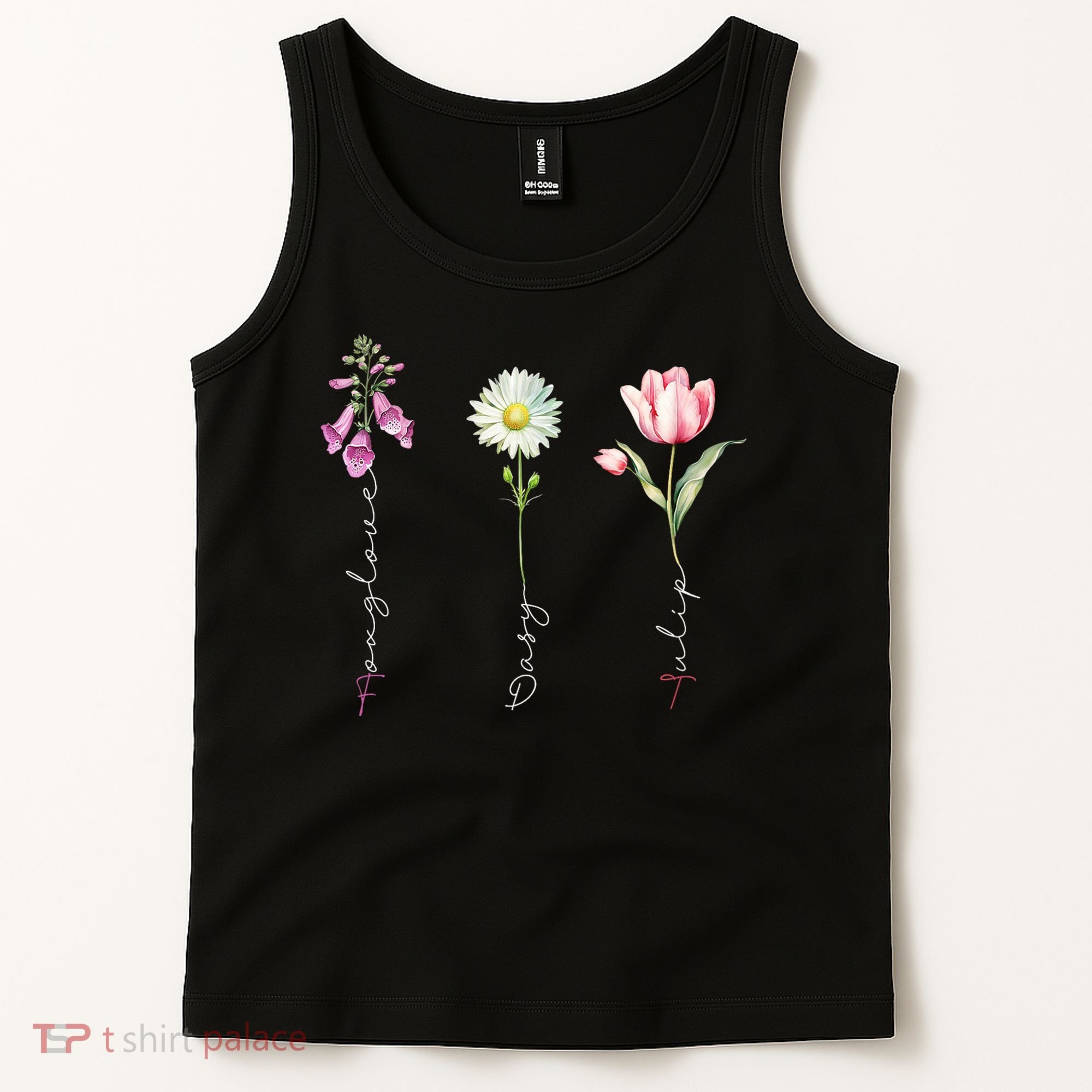 Foxglove Daisy Tulip Flower Foxglove Daisy Tulip Floral Tank Top