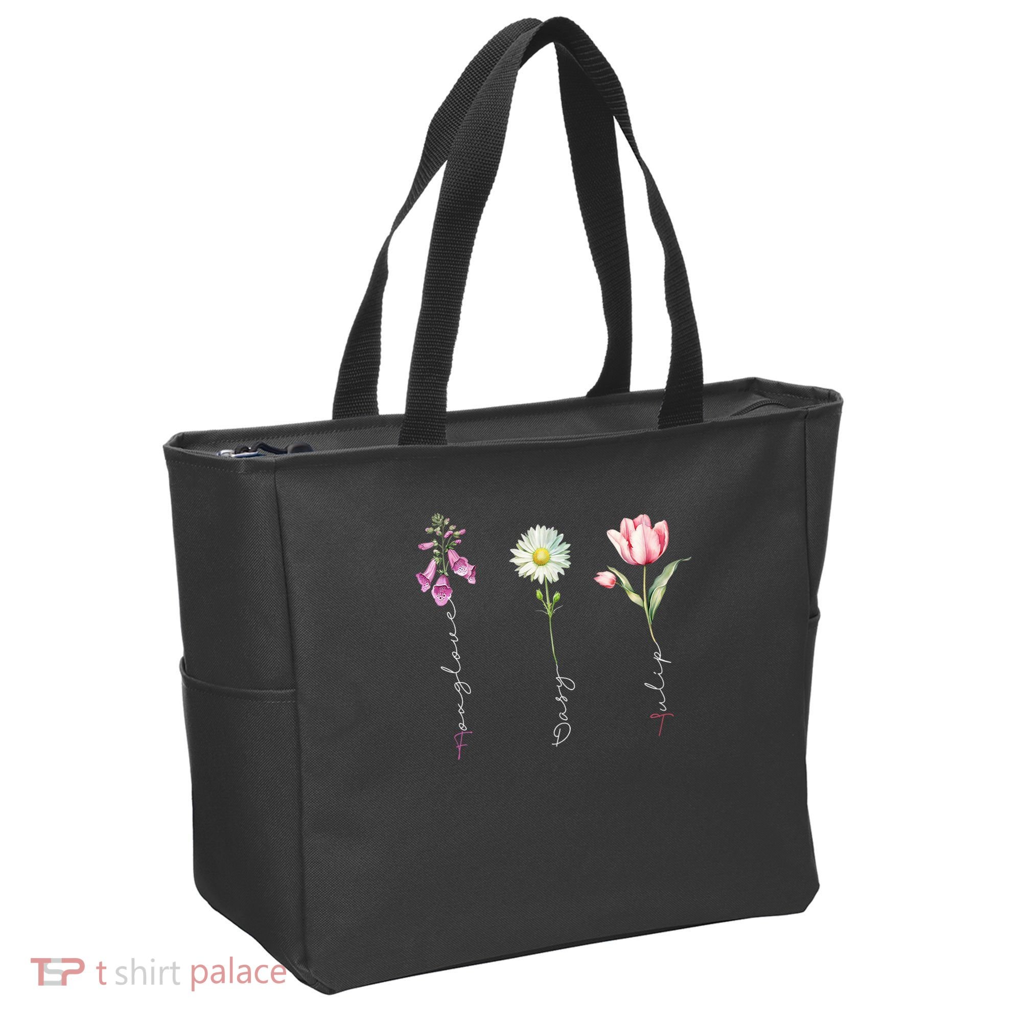 Foxglove Daisy Tulip Flower Foxglove Daisy Tulip Floral Tote Bag