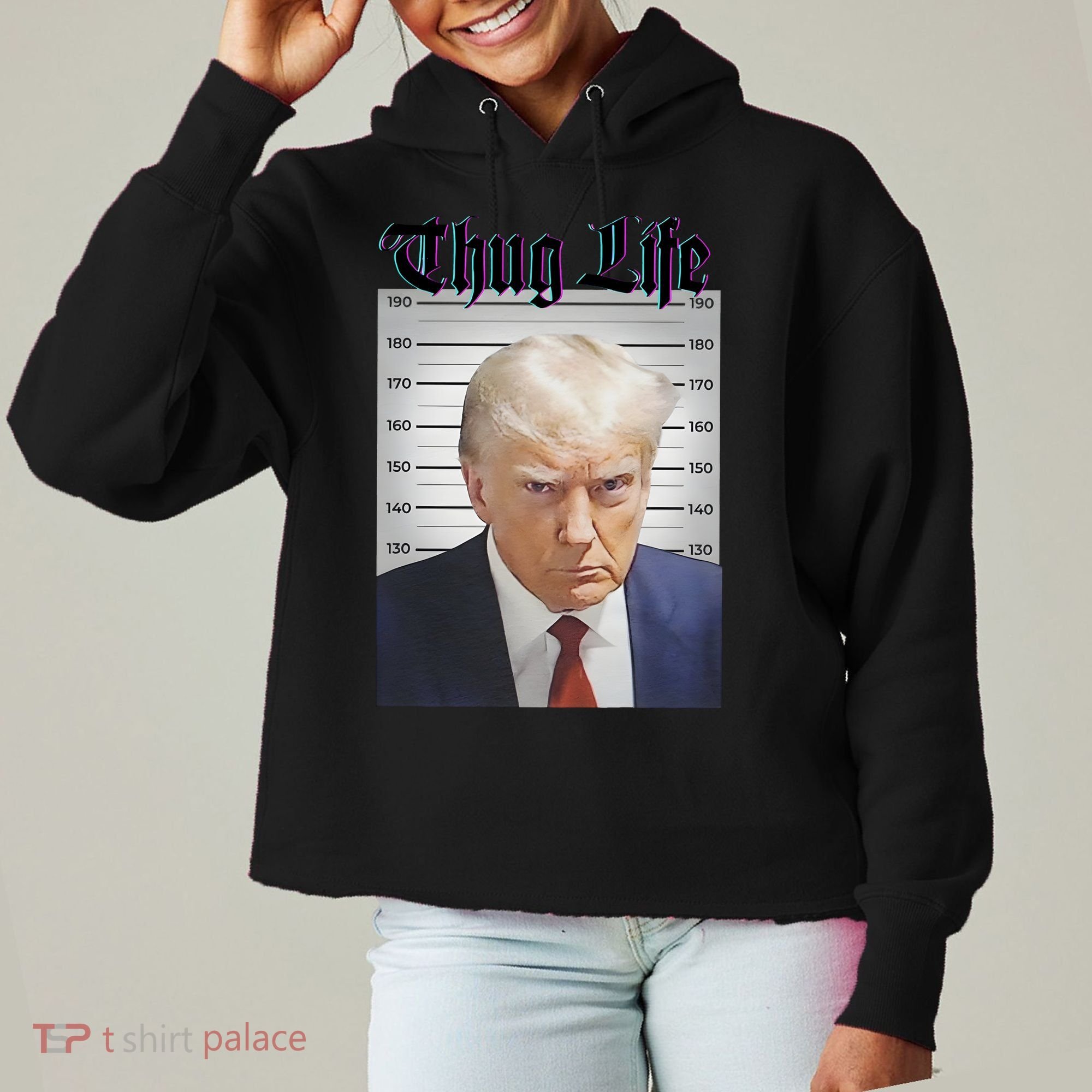 Funny Donald Trump Thug Life Squad Team Ladies Heavyweight Boxy Pullover Hoodie