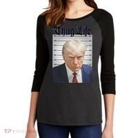 Funny Donald Trump Thug Life Squad Team Women's Tri-Blend 3/4-Sleeve Raglan Shirt thumb 2