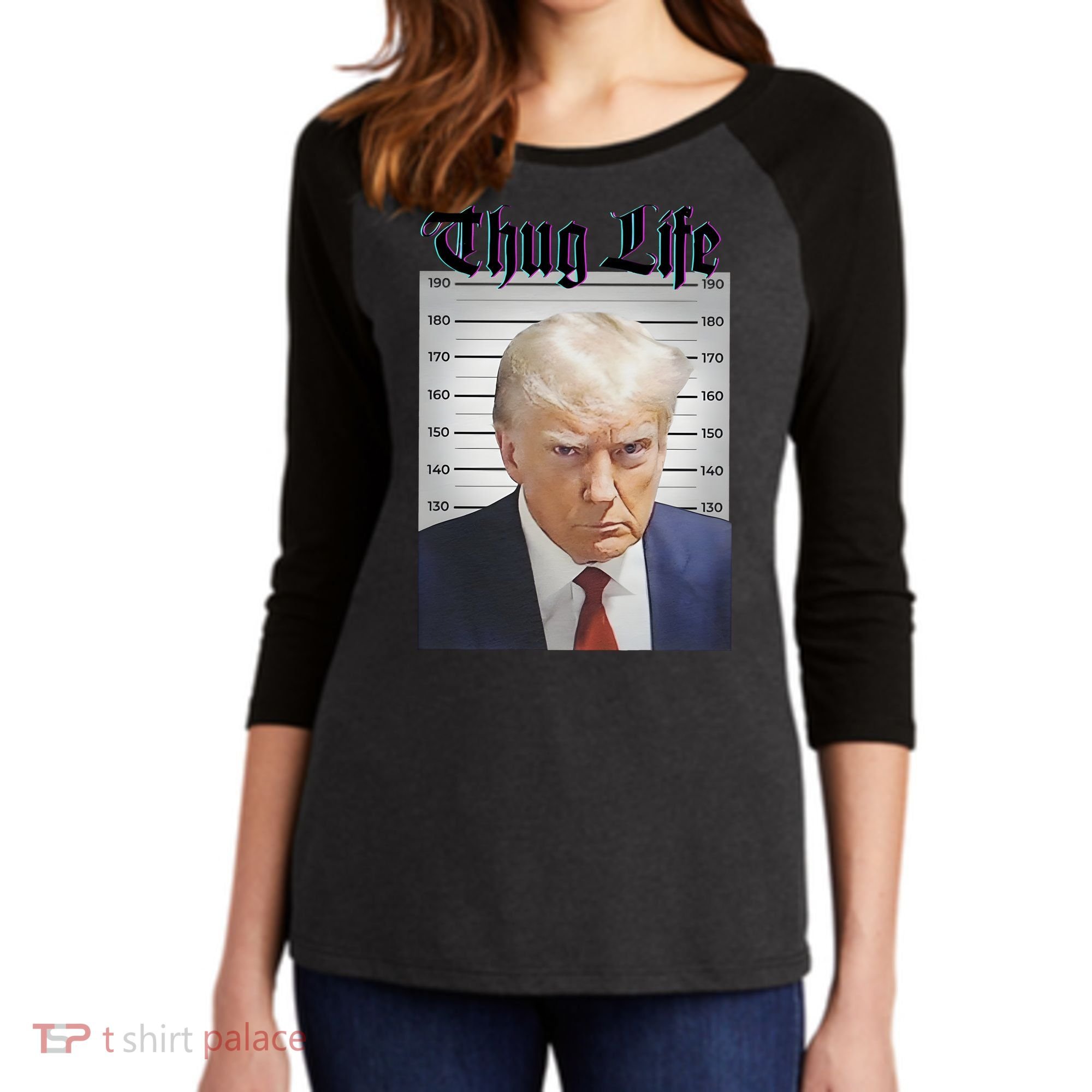 Funny Donald Trump Thug Life Squad Team Women's Tri-Blend 3/4-Sleeve Raglan Shirt