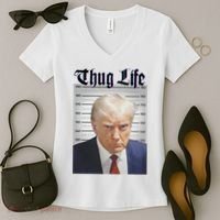 Funny Donald Trump Thug Life Squad Team Women's V-Neck T-Shirt thumb 2