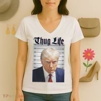 Funny Donald Trump Thug Life Squad Team Women's V-Neck T-Shirt thumb 3