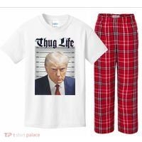 Funny Donald Trump Thug Life Squad Team Kids Plaid Pajama Set thumb 0