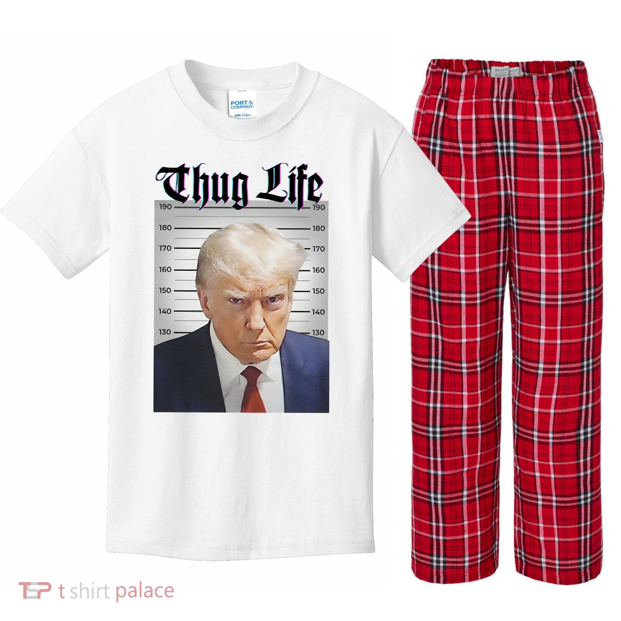 Funny Donald Trump Thug Life Squad Team Kids Plaid Pajama Set