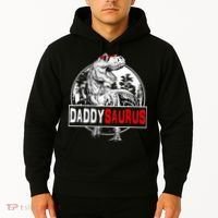 Funny Daddysaurus T Rex Gift Dinosaur Funny DaddySaurus Family Matching Gift Hoodie thumb 2