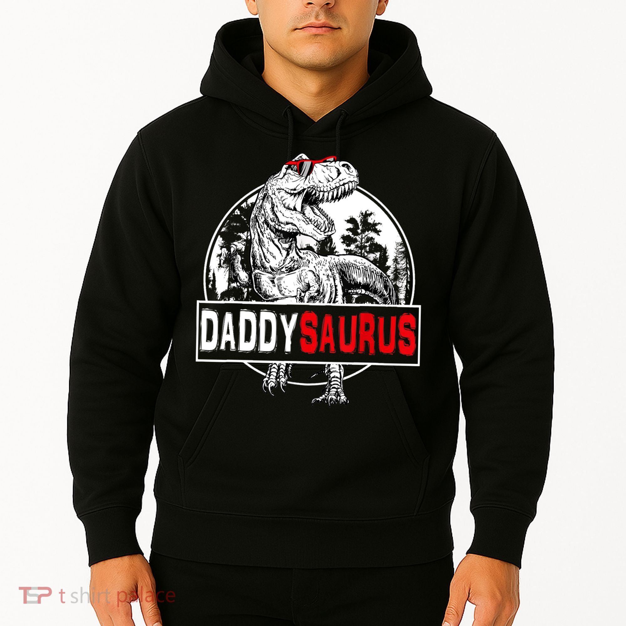 Funny Daddysaurus T Rex Gift Dinosaur Funny DaddySaurus Family Matching Gift Hoodie
