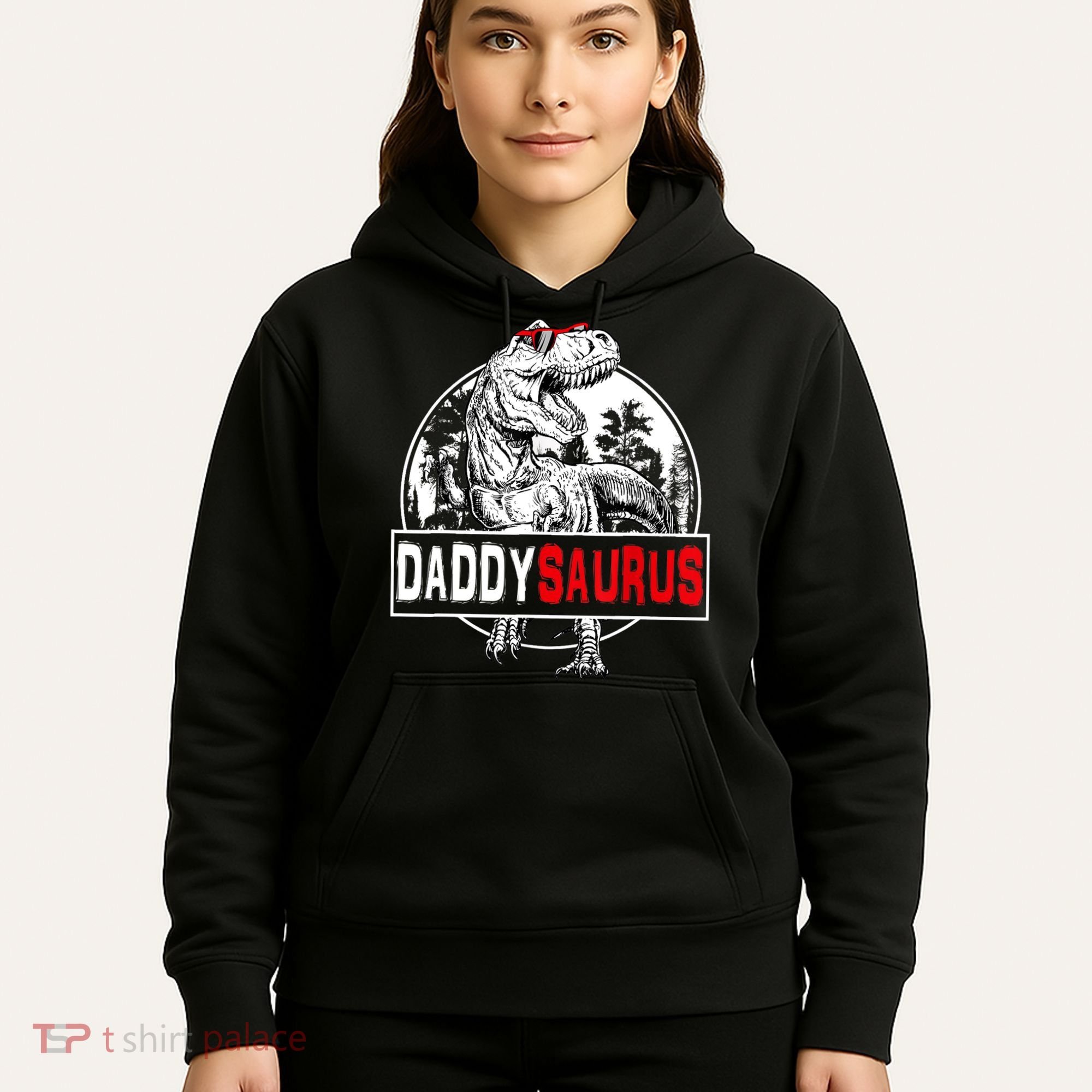 Funny Daddysaurus T Rex Gift Dinosaur Funny DaddySaurus Family Matching Gift Hoodie