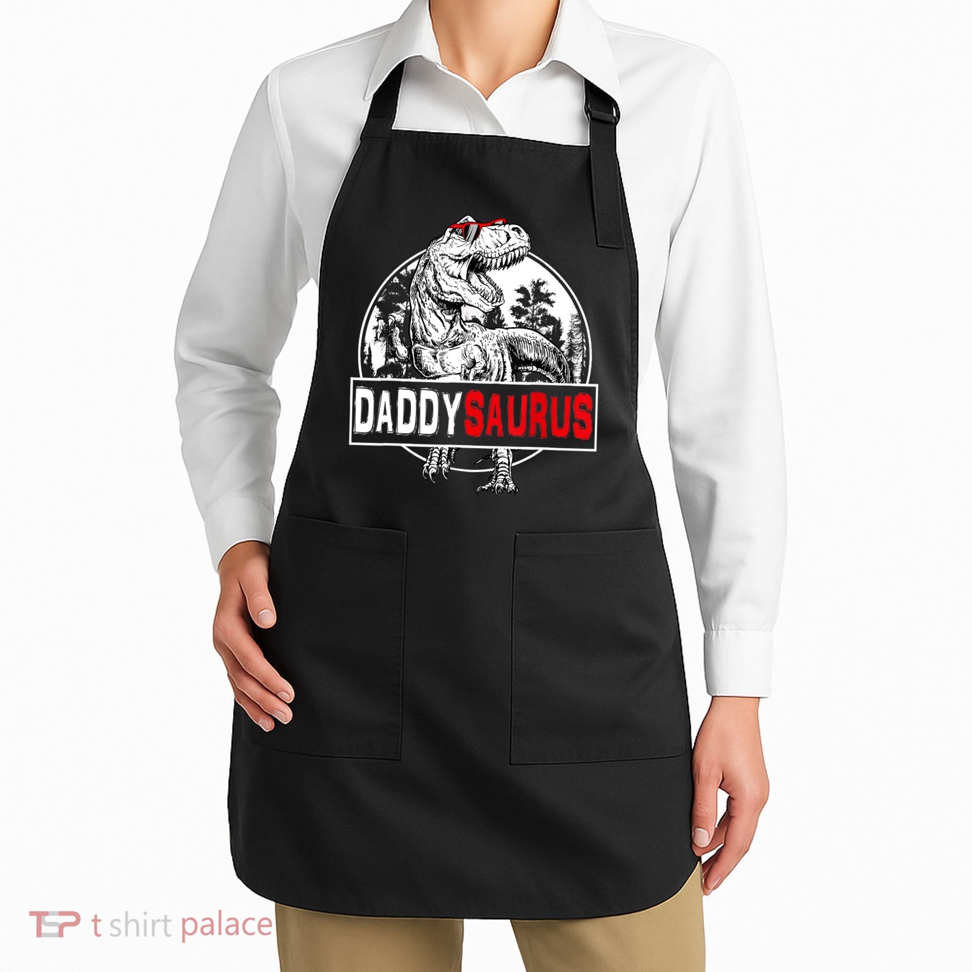 Funny Daddysaurus T Rex Gift Dinosaur Funny DaddySaurus Family Matching Gift Apron