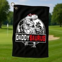 Funny Daddysaurus T Rex Gift Dinosaur Funny DaddySaurus Family Matching Gift Golf Towel thumb 1