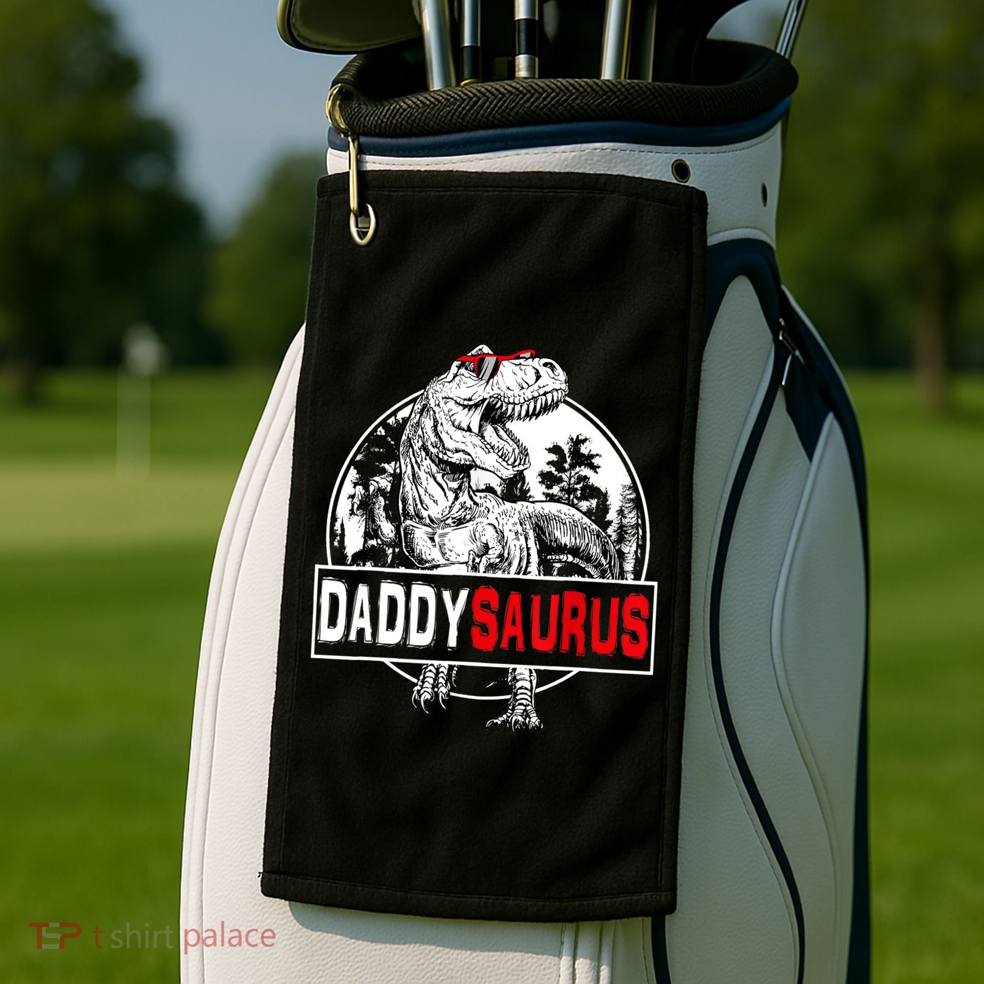 Funny Daddysaurus T Rex Gift Dinosaur Funny DaddySaurus Family Matching Gift Golf Towel