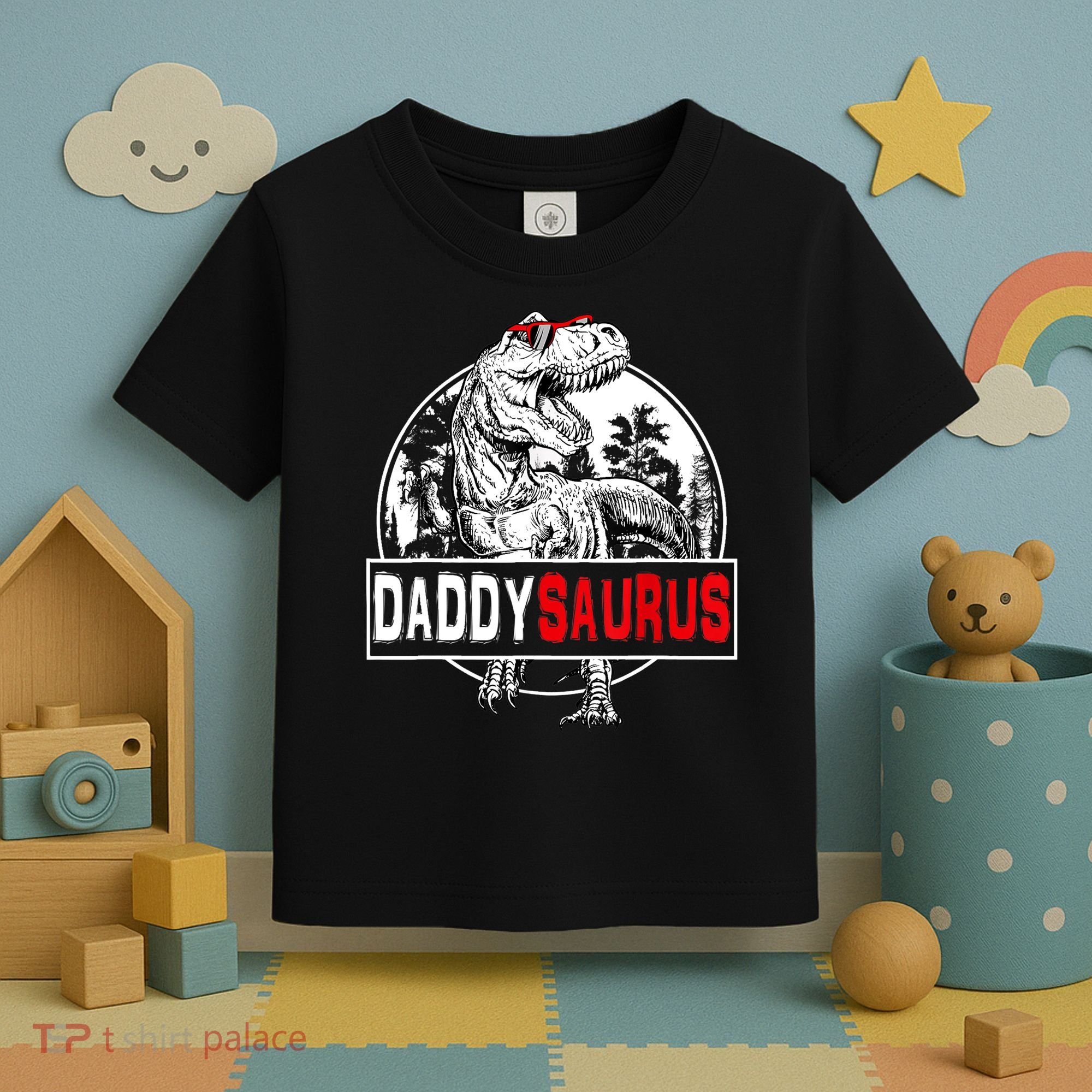 Funny Daddysaurus T Rex Gift Dinosaur Funny DaddySaurus Family Matching Gift Toddler T-Shirt