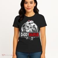 Funny Daddysaurus T Rex Gift Dinosaur Funny DaddySaurus Family Matching Gift Women's T-Shirt thumb 4