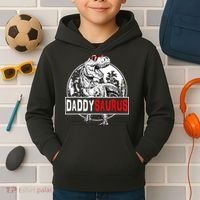 Funny Daddysaurus T Rex Gift Dinosaur Funny DaddySaurus Family Matching Gift Kids Hoodie thumb 2