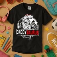 Funny Daddysaurus T Rex Gift Dinosaur Funny DaddySaurus Family Matching Gift Kids T-Shirt thumb 3