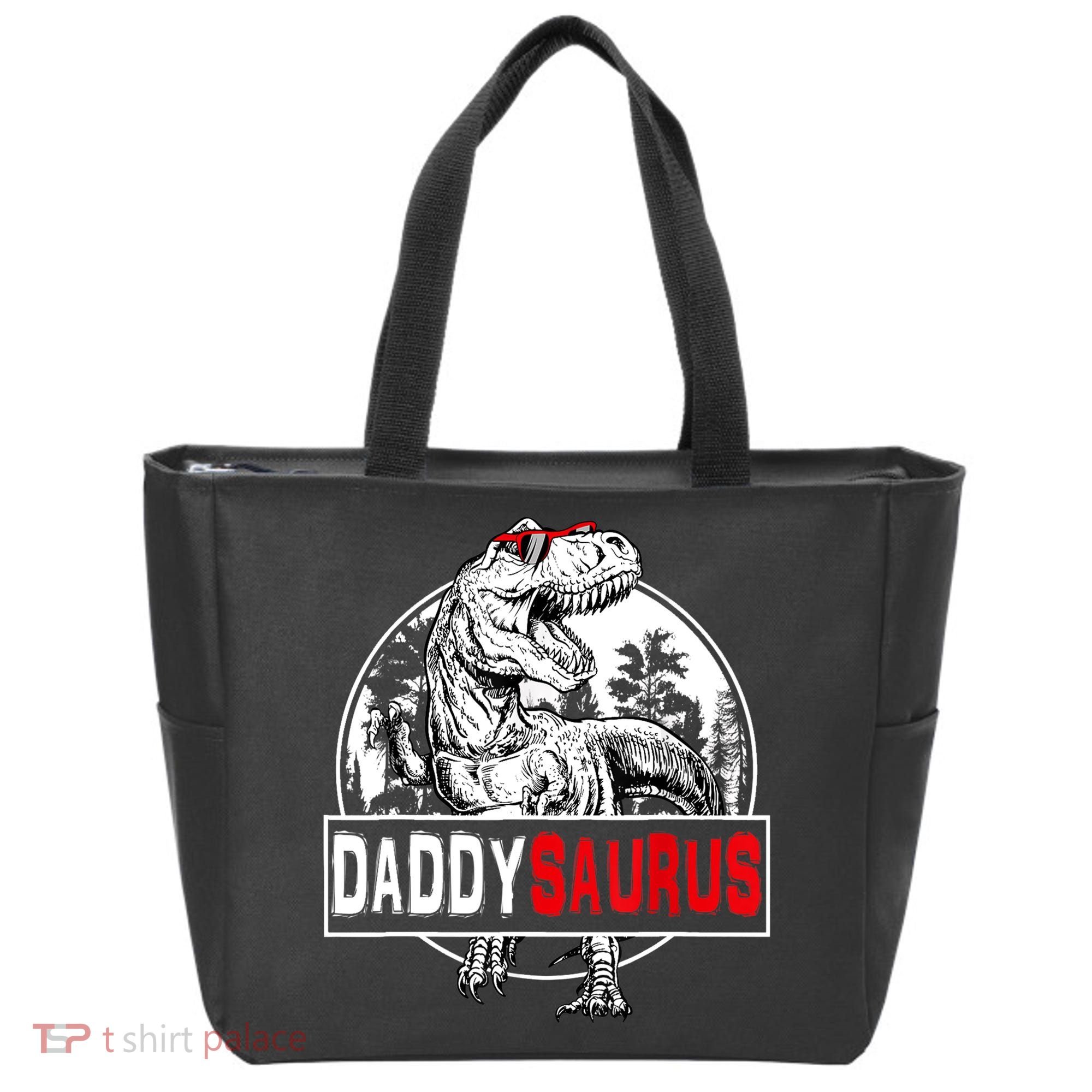 Funny Daddysaurus T Rex Gift Dinosaur Funny DaddySaurus Family Matching Gift Tote Bag