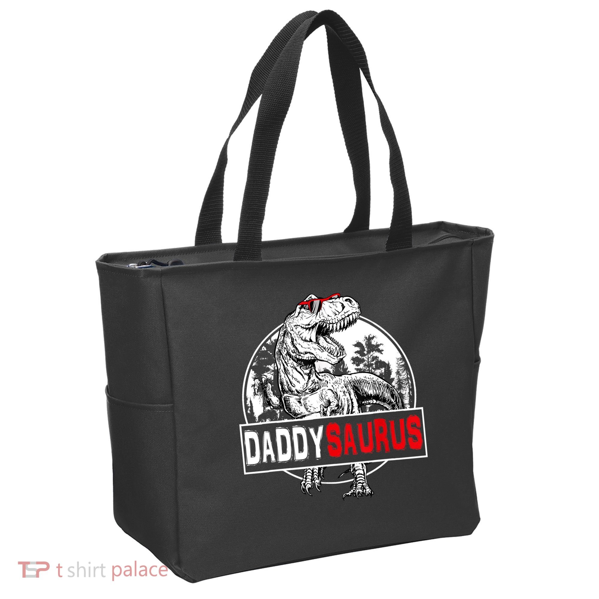 Funny Daddysaurus T Rex Gift Dinosaur Funny DaddySaurus Family Matching Gift Tote Bag