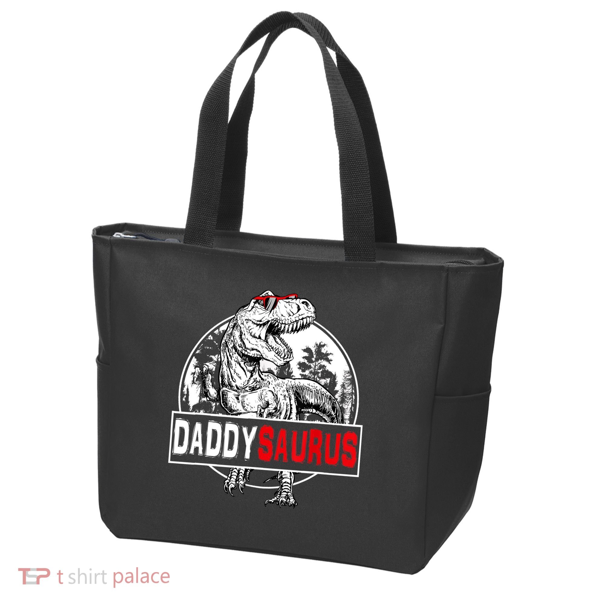 Funny Daddysaurus T Rex Gift Dinosaur Funny DaddySaurus Family Matching Gift Tote Bag