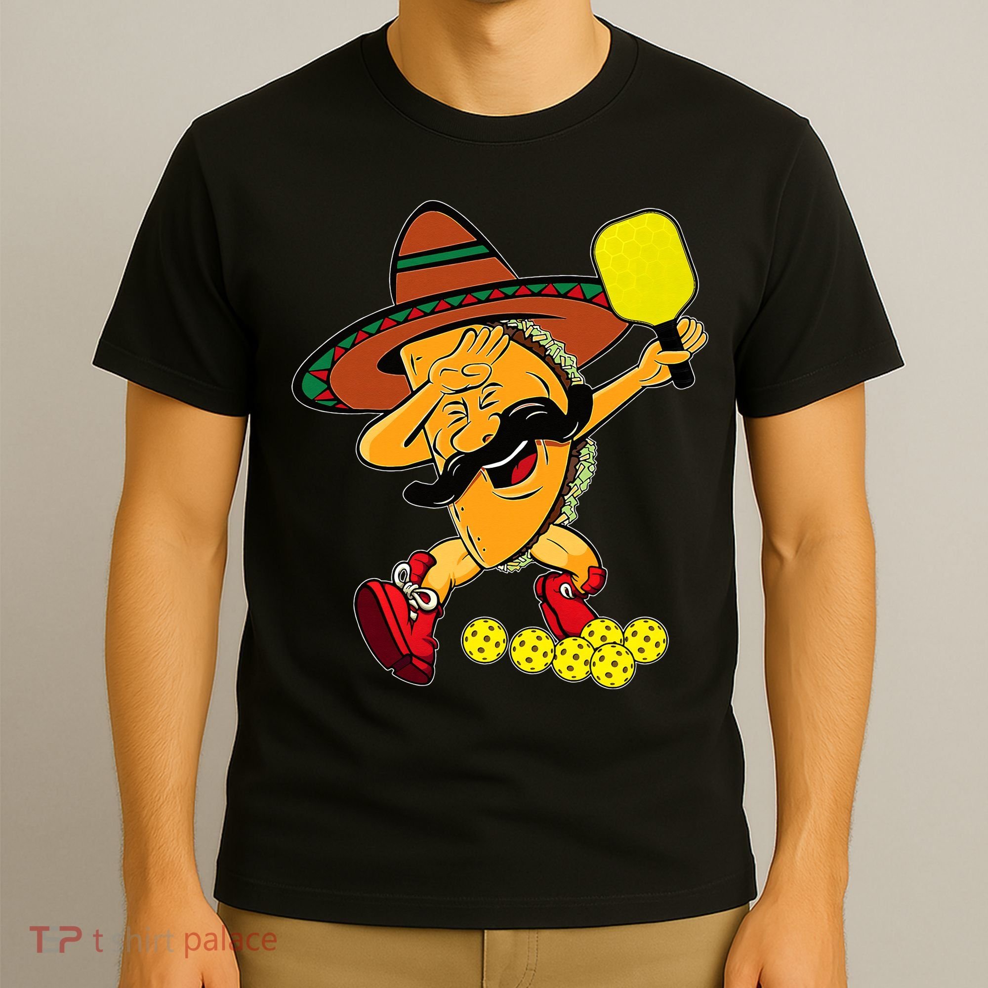 Funny Dabbing Taco Pickleball Ball Sport Lover Cinco De Mayo T-Shirt