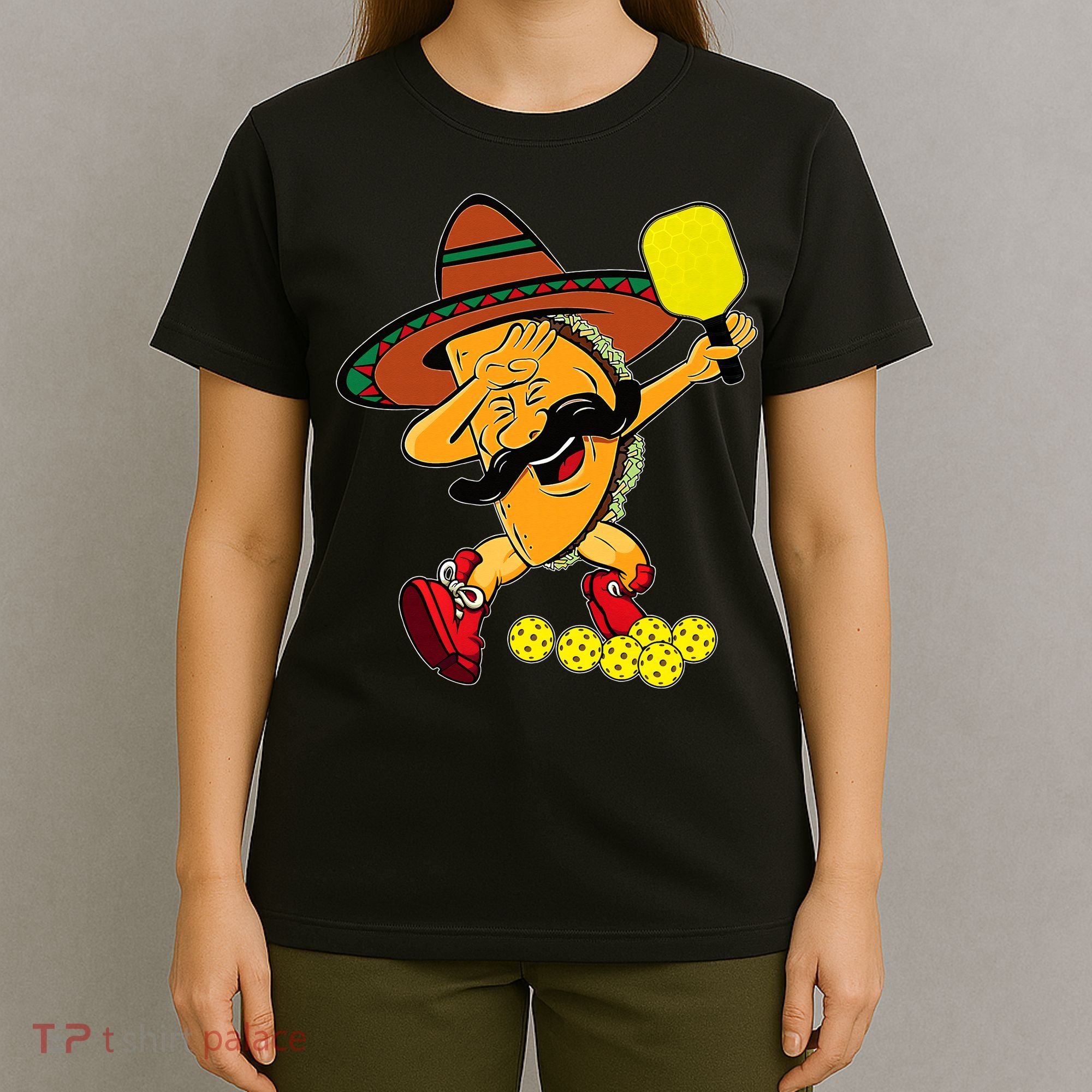 Funny Dabbing Taco Pickleball Ball Sport Lover Cinco De Mayo T-Shirt