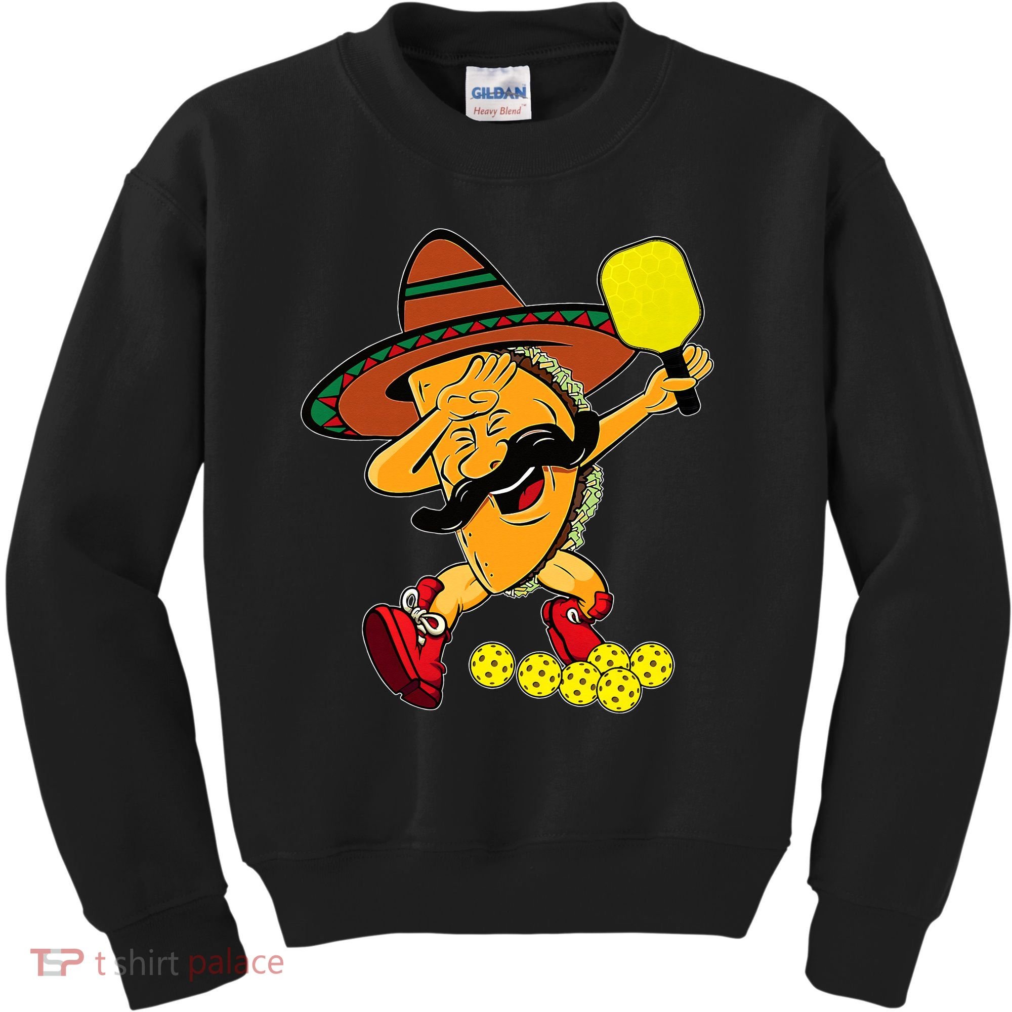 Funny Dabbing Taco Pickleball Ball Sport Lover Cinco De Mayo Kids Sweatshirt