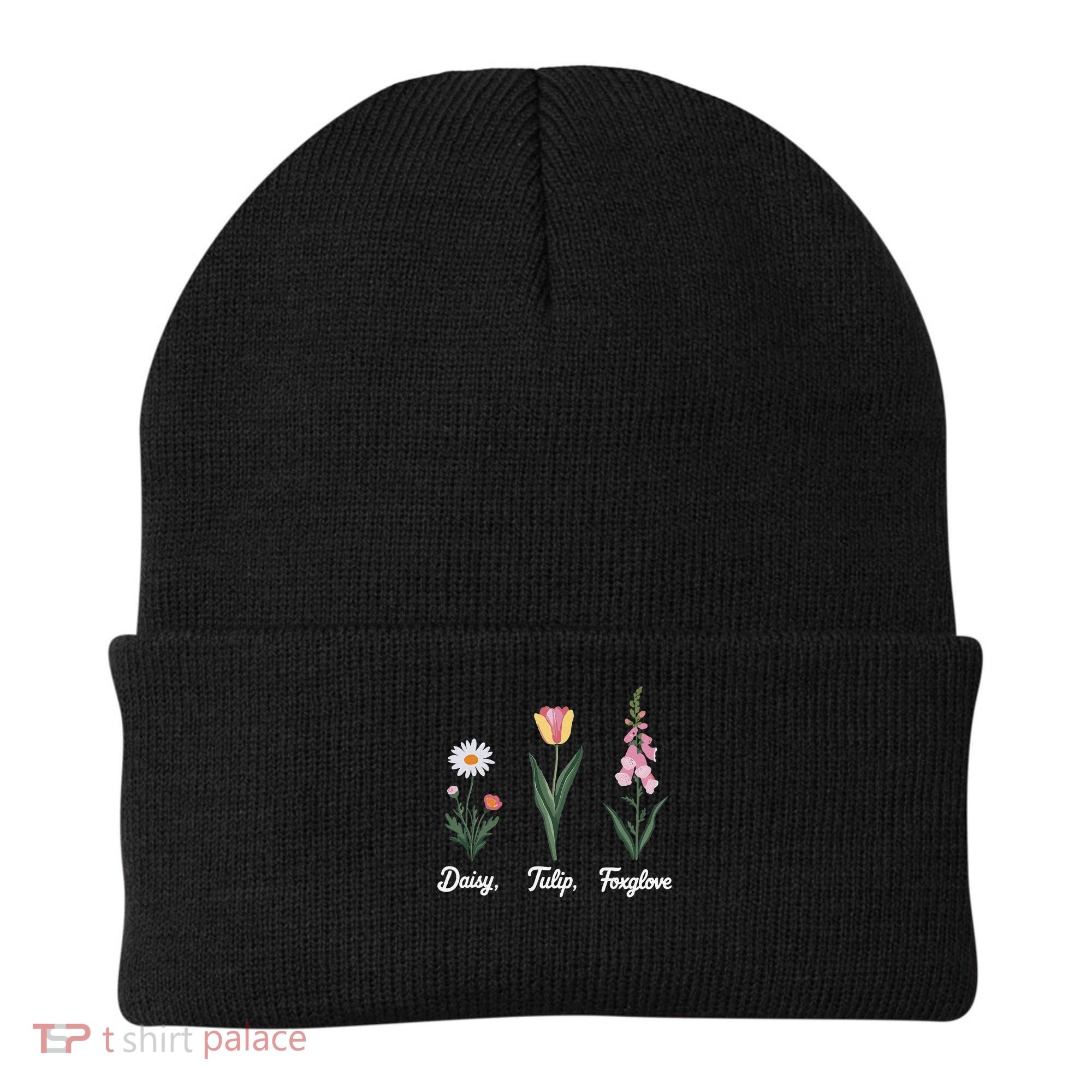 Foxglove Daisy Tulip Floral Floral Plant Beanie