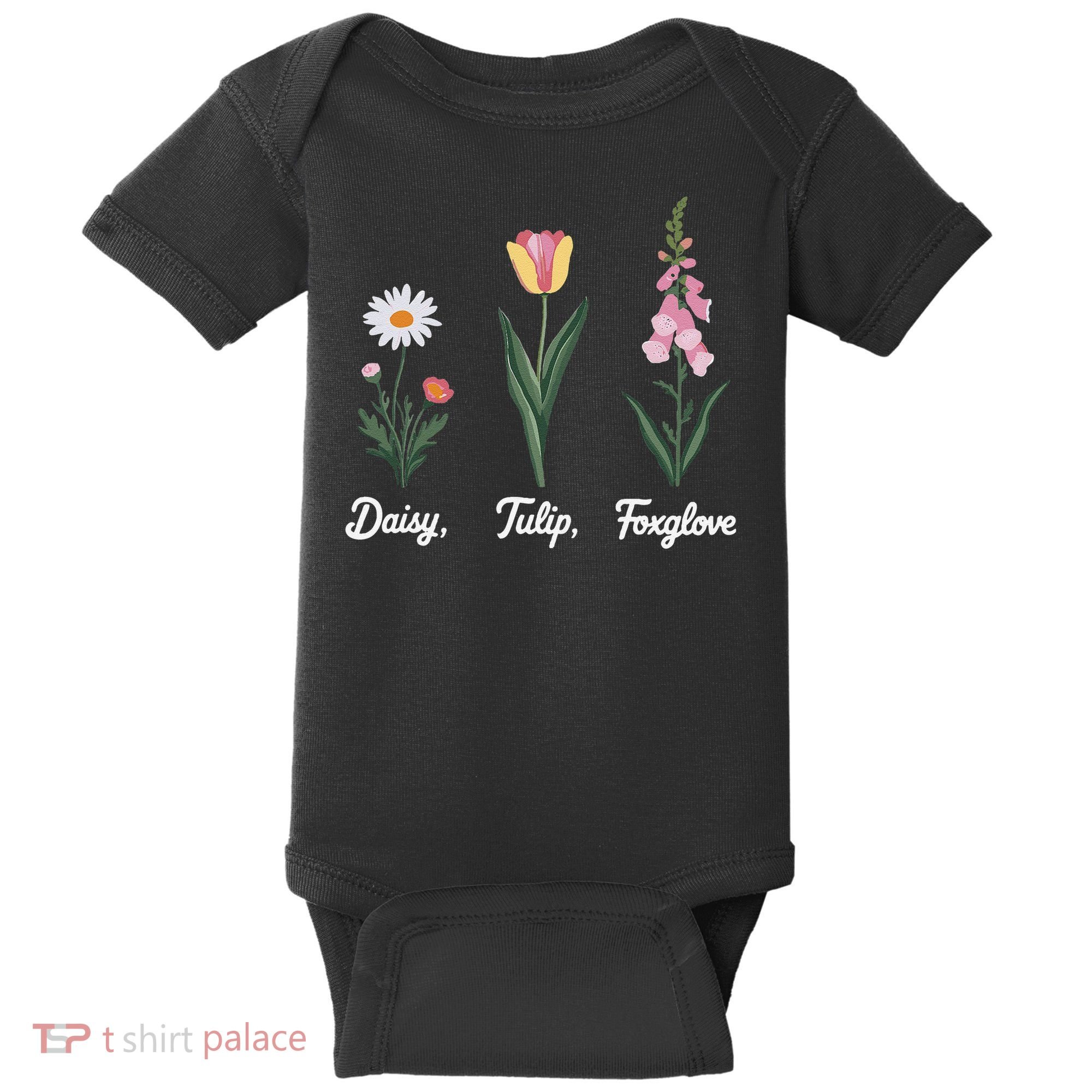 Foxglove Daisy Tulip Floral Floral Plant Baby Bodysuit