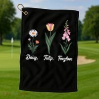 Foxglove Daisy Tulip Floral Floral Plant Golf Towel thumb 1