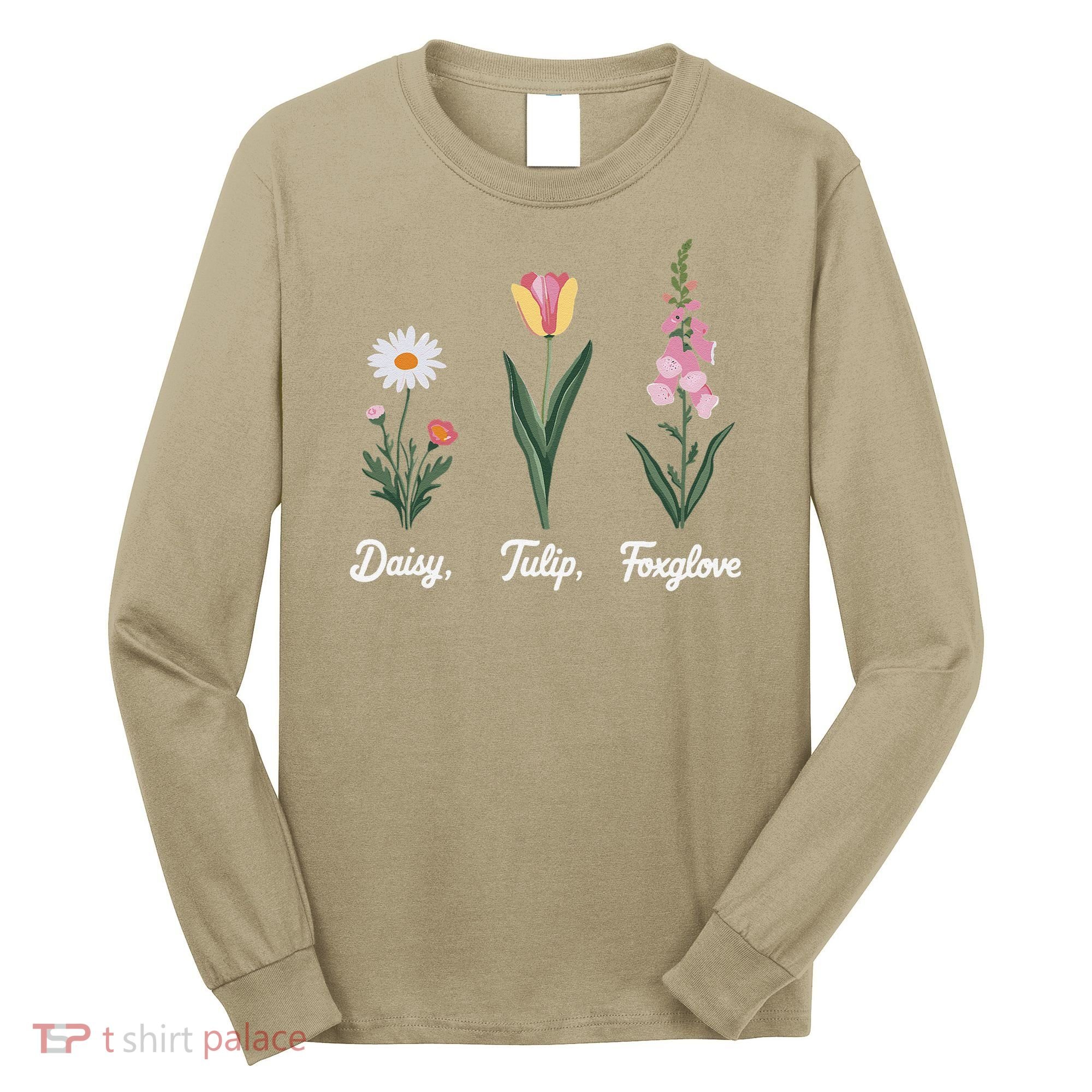 Foxglove Daisy Tulip Floral Floral Plant Long Sleeve Shirt