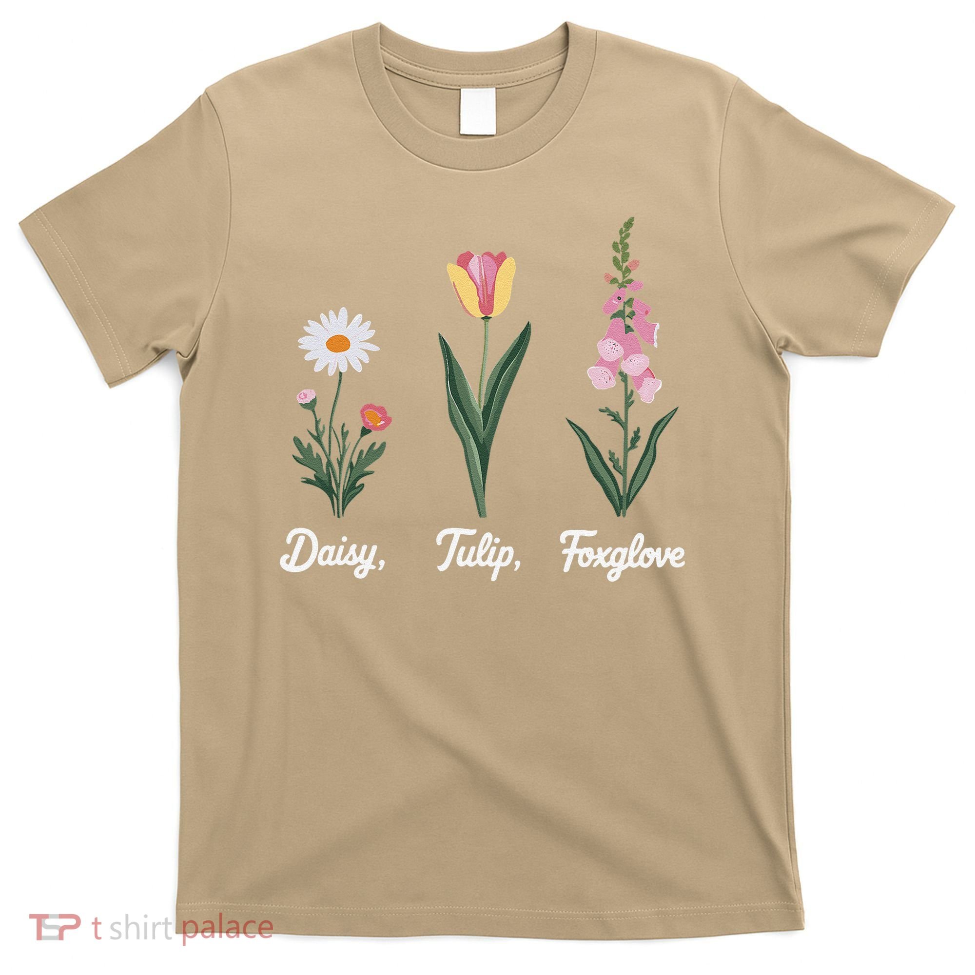 Foxglove Daisy Tulip Floral Floral Plant T-Shirt