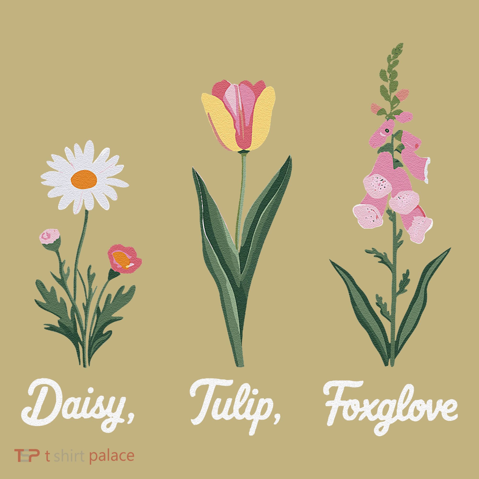 Foxglove Daisy Tulip Floral Floral Plant T-Shirt