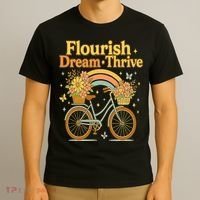 Flourish Dream Thrive Floral Bike Subtle 8647 Trump Resist  T-Shirt thumb 3