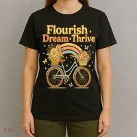 Flourish Dream Thrive Floral Bike Subtle 8647 Trump Resist  T-Shirt thumb 4