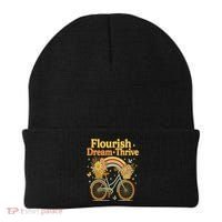 Flourish Dream Thrive Floral Bike Subtle 8647 Trump Resist  Beanie thumb 0