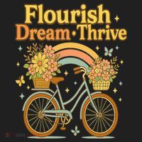 Flourish Dream Thrive Floral Bike Subtle 8647 Trump Resist  Beanie thumb 2