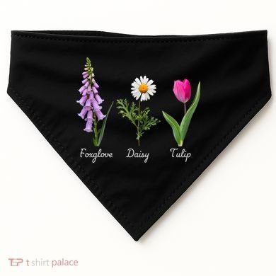 Foxglove Daisy Tulip Floral USA-Made Doggie Bandana