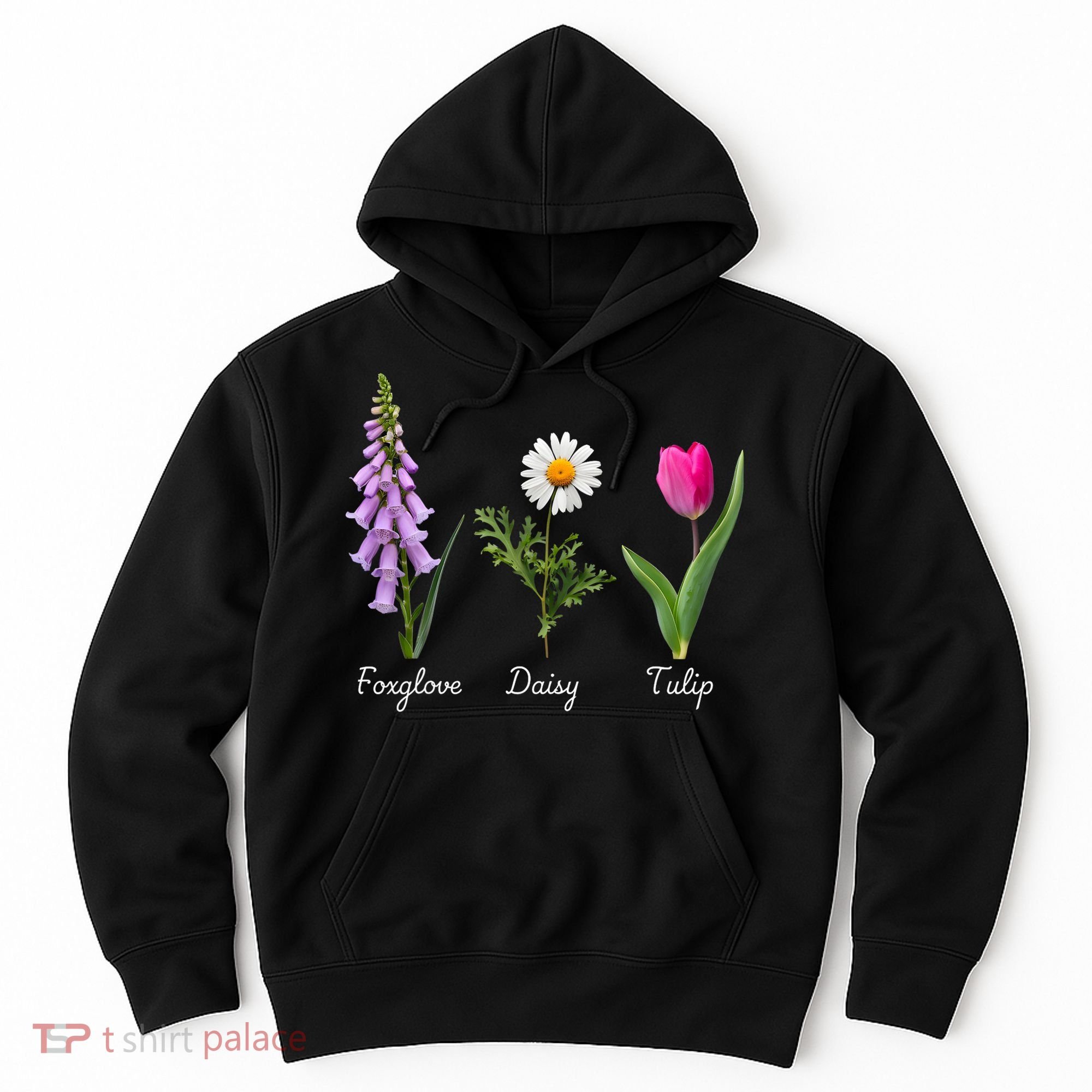 Foxglove Daisy Tulip Floral Hoodie
