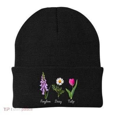 Foxglove Daisy Tulip Floral Beanie
