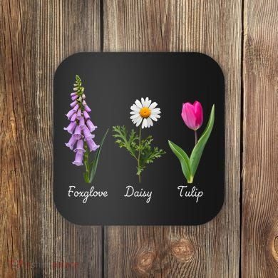 Foxglove Daisy Tulip Floral Coaster