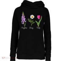 Foxglove Daisy Tulip Floral Womens Funnel Neck Pullover Hood thumb 0