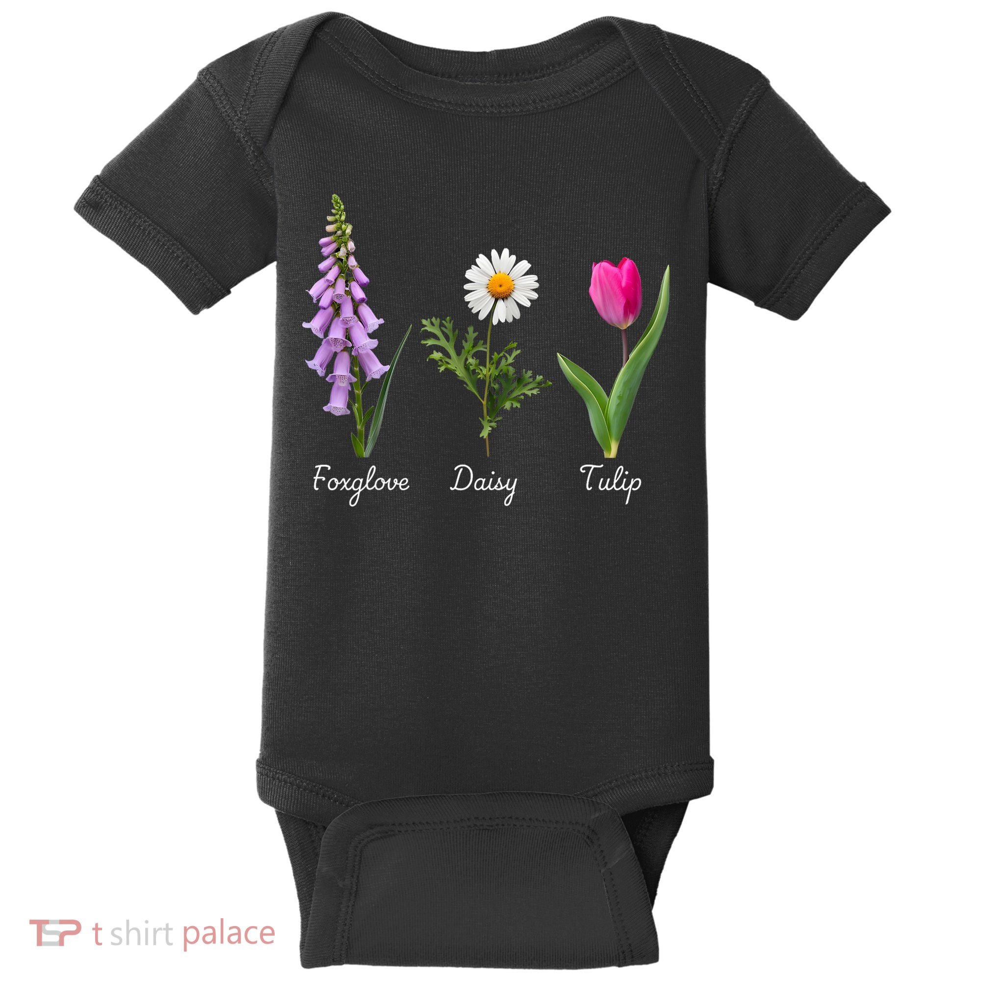 Foxglove Daisy Tulip Floral Baby Bodysuit