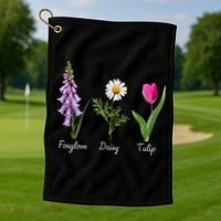 Foxglove Daisy Tulip Floral Golf Towel thumb 1