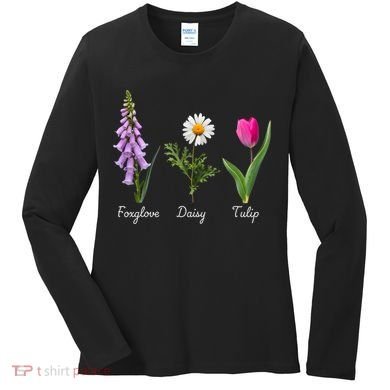 Foxglove Daisy Tulip Floral Women's Long Sleeve Shirt