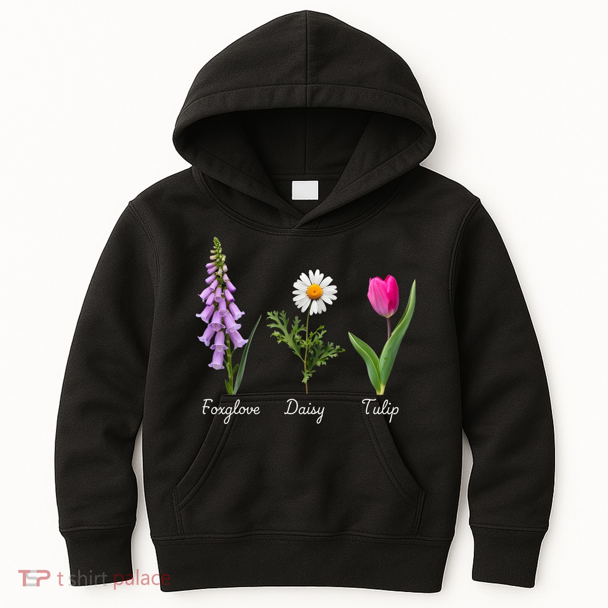 Foxglove Daisy Tulip Floral Kids Hoodie